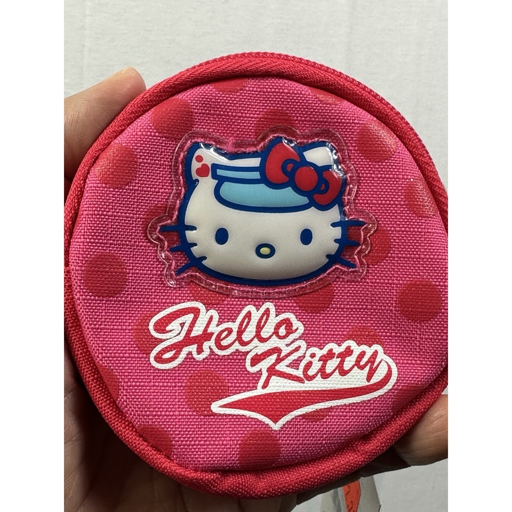 NWT Sanrio Hello Kitty Pink Red Coin circle Purse mini Case Keychain